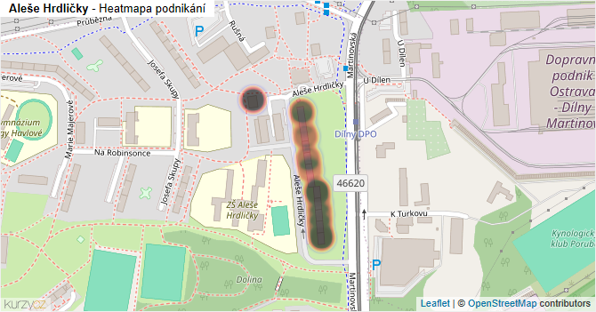 Aleše Hrdličky - mapa podnikání