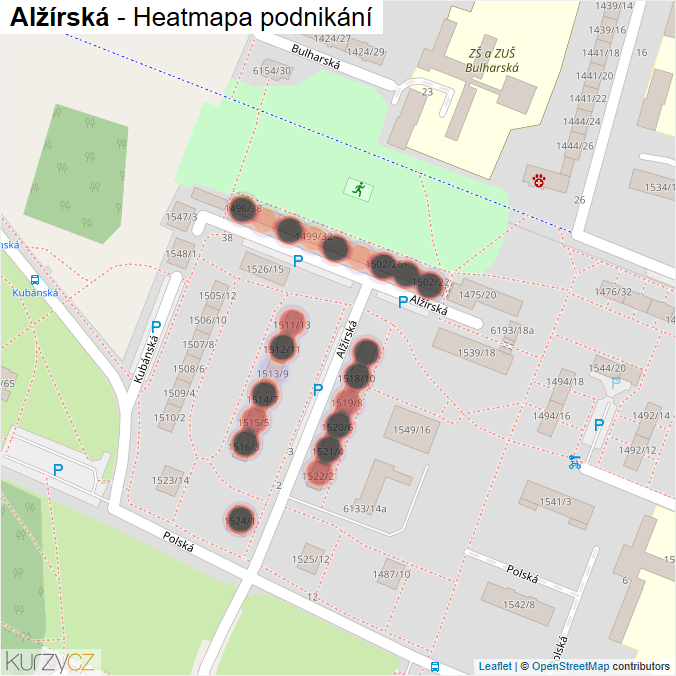 Mapa Alžírská - Firmy v ulici.