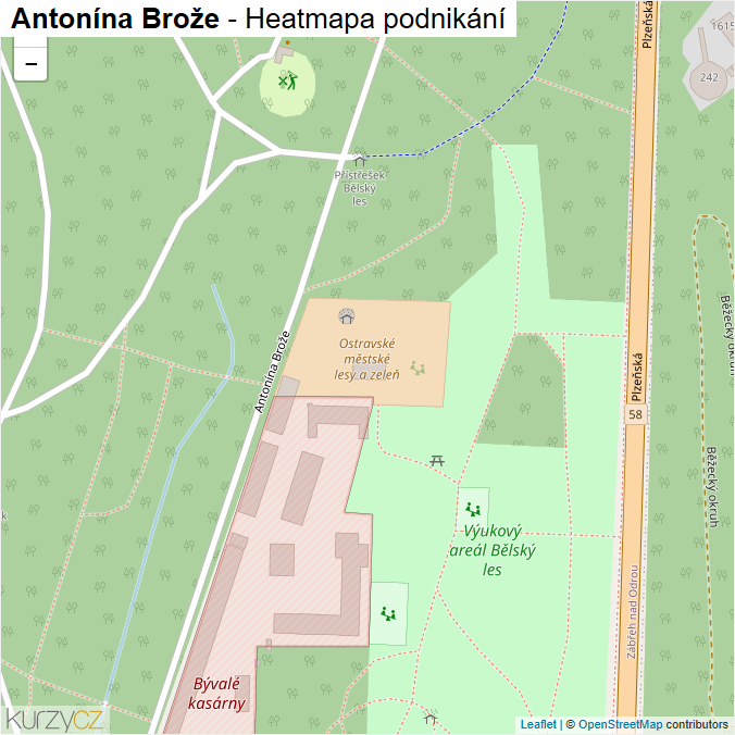 Mapa Antonína Brože - Firmy v ulici.