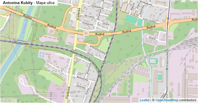 Antonína Kubity - mapa ulice