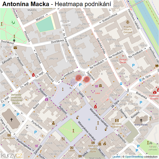 Mapa Antonína Macka - Firmy v ulici.