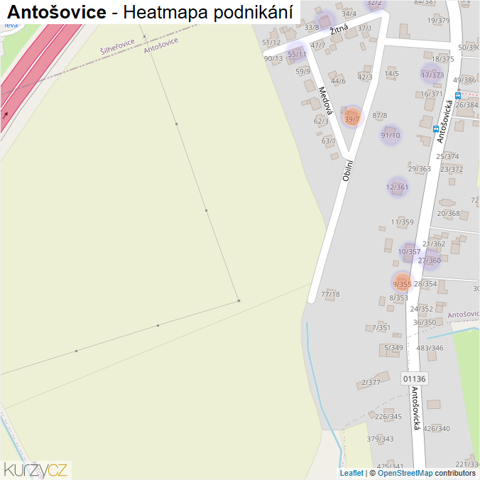 Mapa Antošovice - Firmy v části obce.