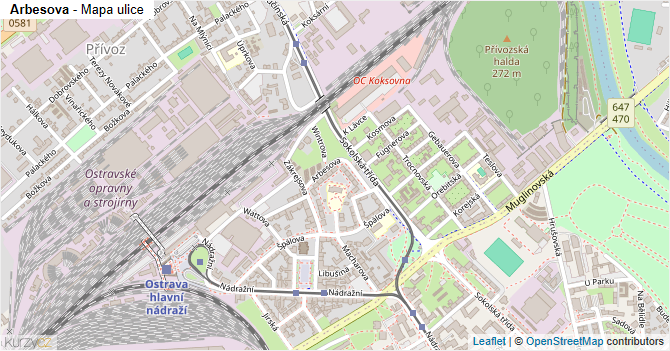Arbesova - mapa ulice