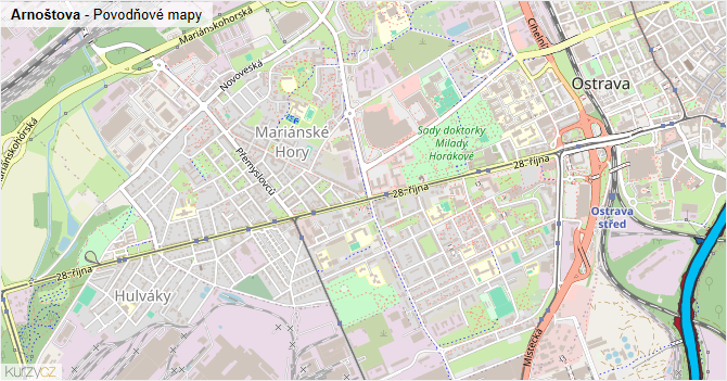 Arnoštova - záplavové mapy stoleté vody