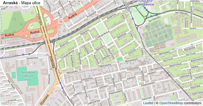 Arraská - mapa ulice