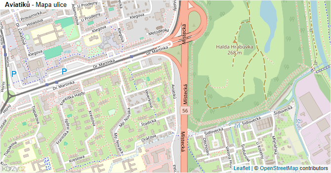 Aviatiků - mapa ulice