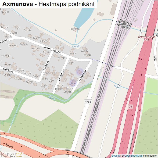 Mapa Axmanova - Firmy v ulici.