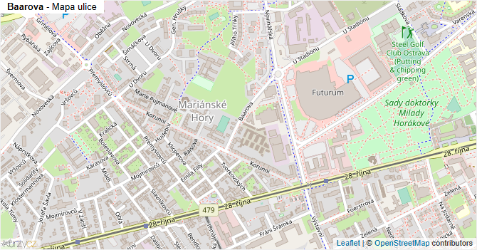 Baarova - mapa ulice