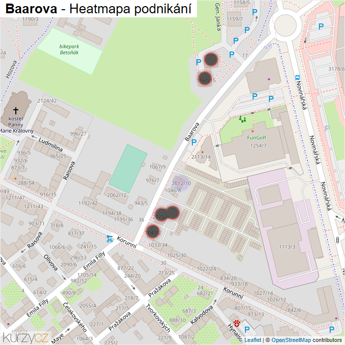 Mapa Baarova - Firmy v ulici.