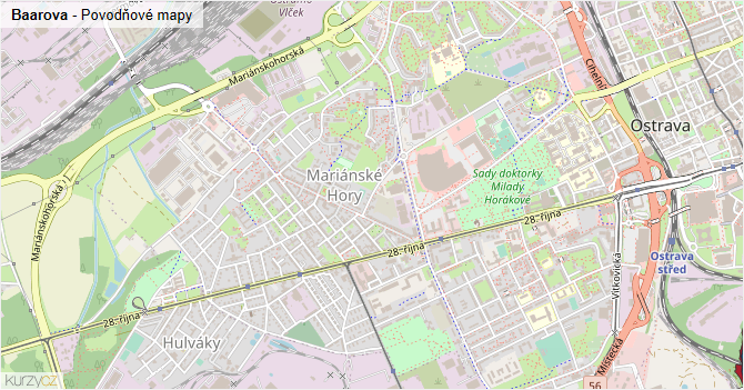 Baarova - záplavové mapy stoleté vody