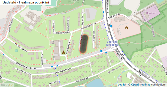 Badatelů - mapa podnikání
