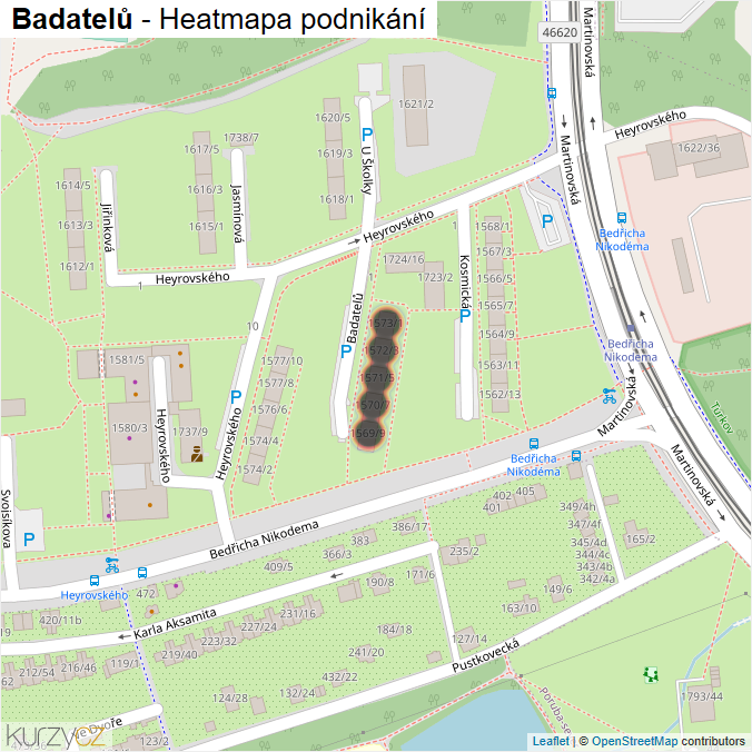 Mapa Badatelů - Firmy v ulici.