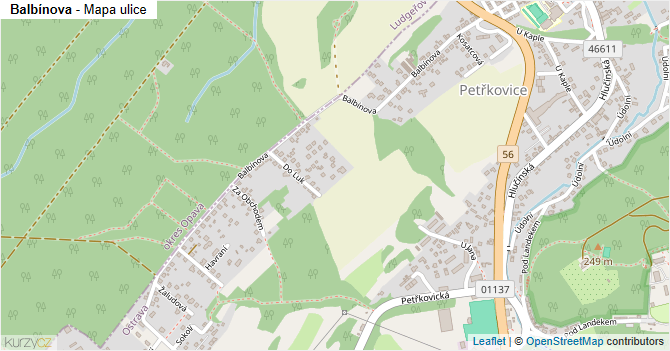 Balbínova - mapa ulice