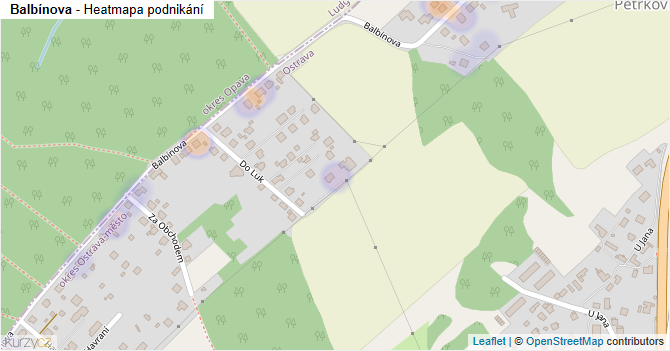Balbínova - mapa podnikání