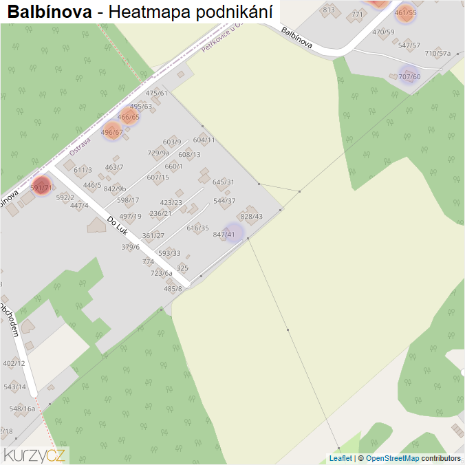 Mapa Balbínova - Firmy v ulici.