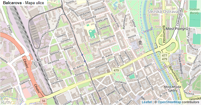Balcarova - mapa ulice