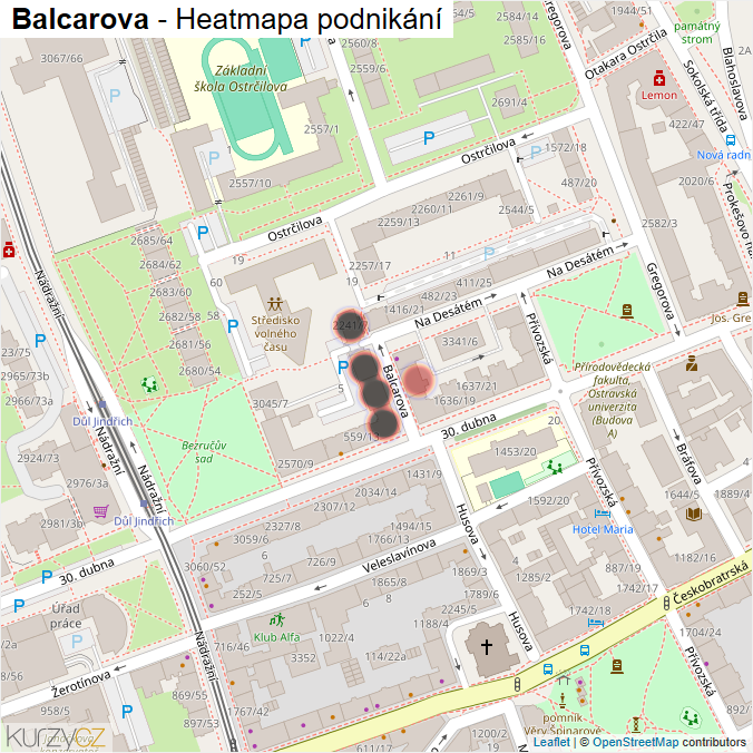 Mapa Balcarova - Firmy v ulici.