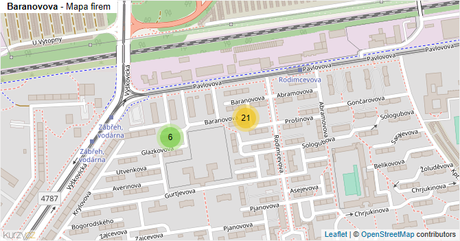 Baranovova - mapa firem