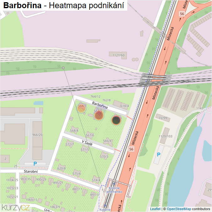 Mapa Barbořina - Firmy v ulici.