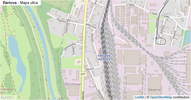 Bártova - mapa ulice