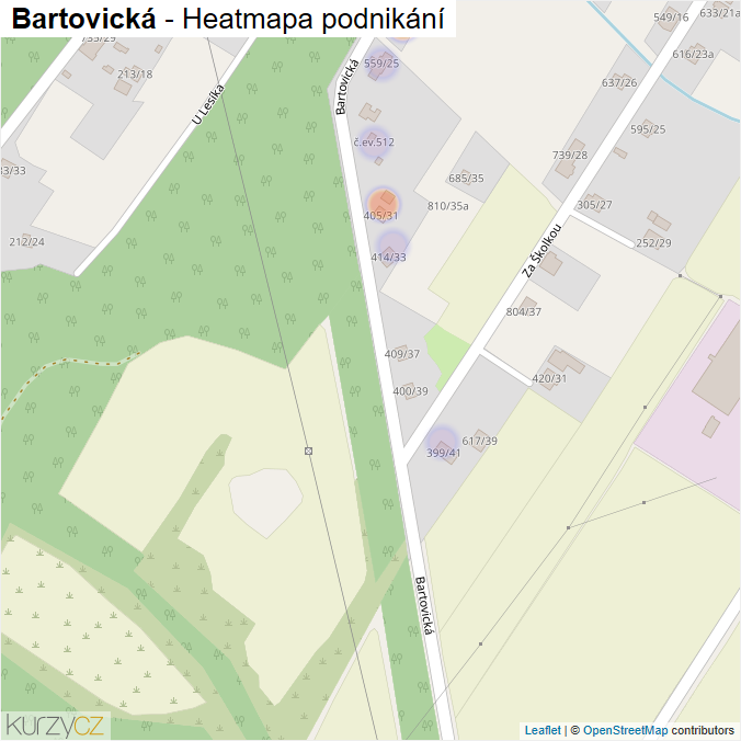 Mapa Bartovická - Firmy v ulici.