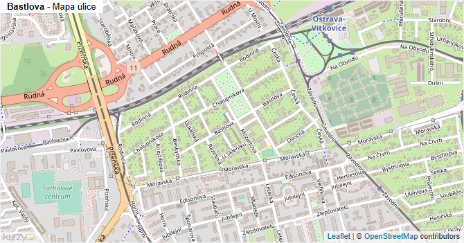 Bastlova - mapa ulice