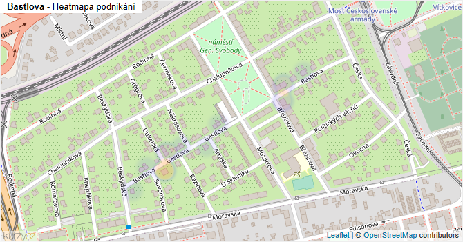 Bastlova - mapa podnikání