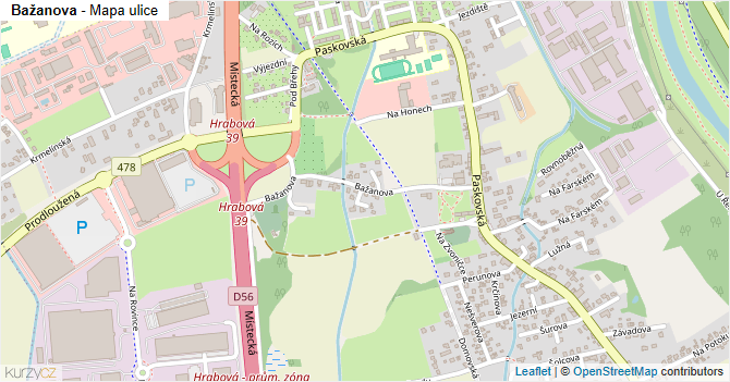 Bažanova - mapa ulice