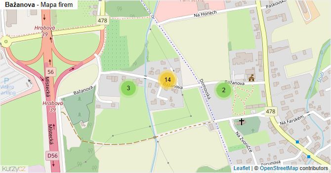 Bažanova - mapa firem