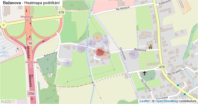 Bažanova - mapa podnikání
