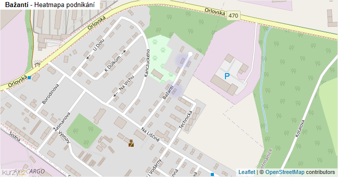 Bažantí - mapa podnikání