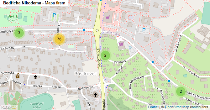 Bedřicha Nikodema - mapa firem