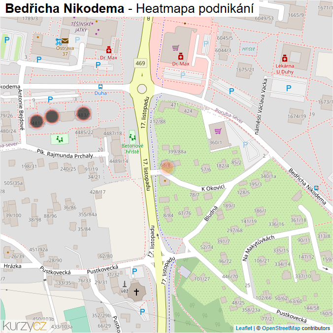 Mapa Bedřicha Nikodema - Firmy v ulici.