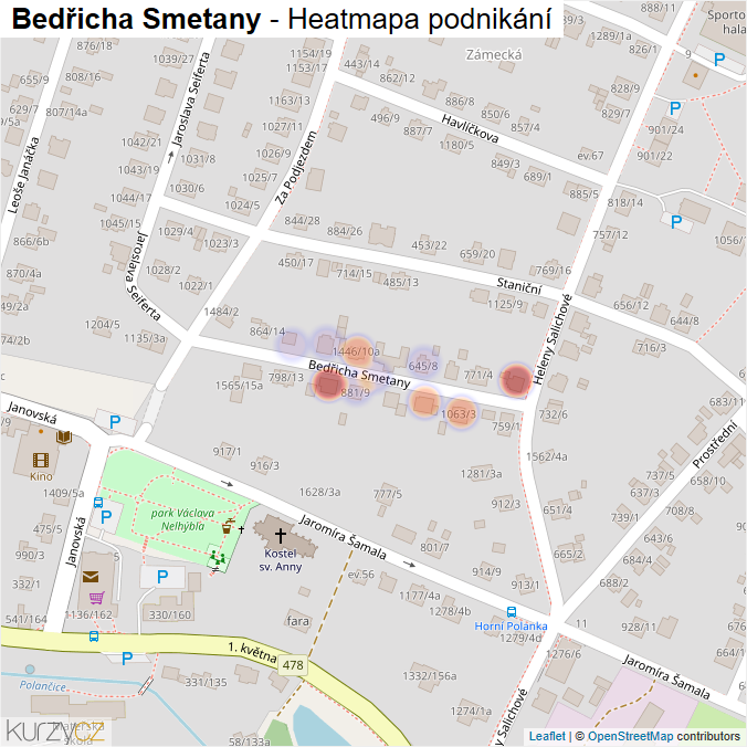 Mapa Bedřicha Smetany - Firmy v ulici.