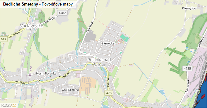 Bedřicha Smetany - záplavové mapy stoleté vody
