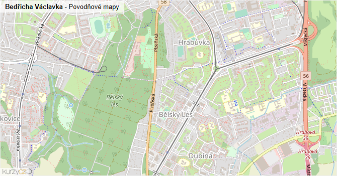Bedřicha Václavka - záplavové mapy stoleté vody