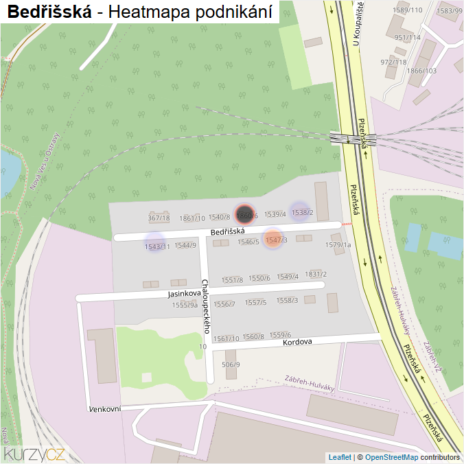 Mapa Bedřišská - Firmy v ulici.