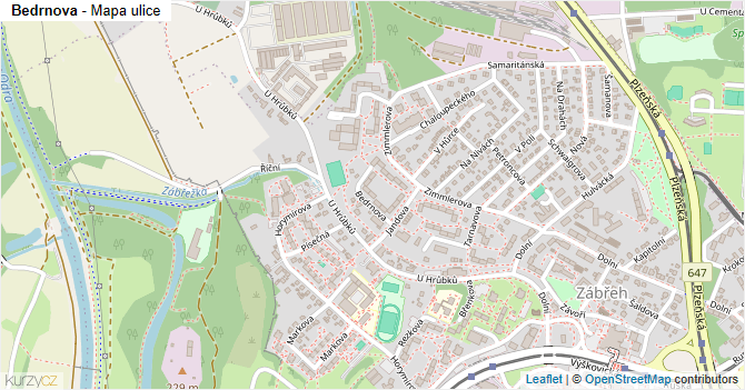 Bedrnova - mapa ulice