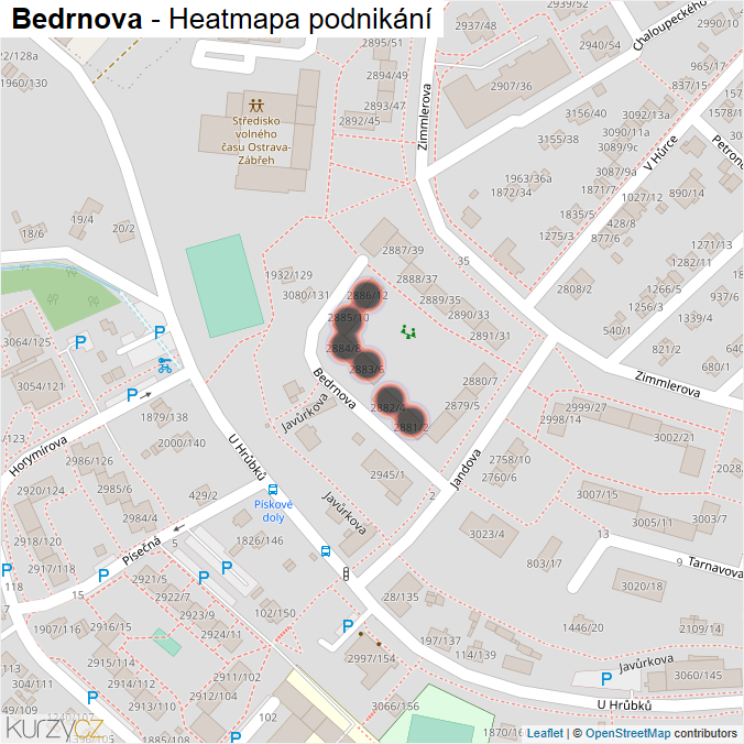 Mapa Bedrnova - Firmy v ulici.