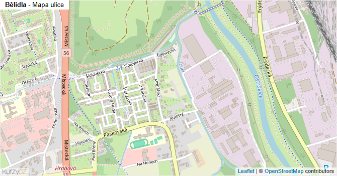 Bělidla - mapa ulice