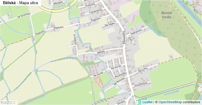 Bělská - mapa ulice