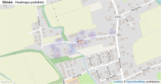 Bělská - mapa podnikání