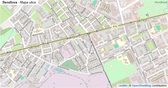 Bendlova - mapa ulice