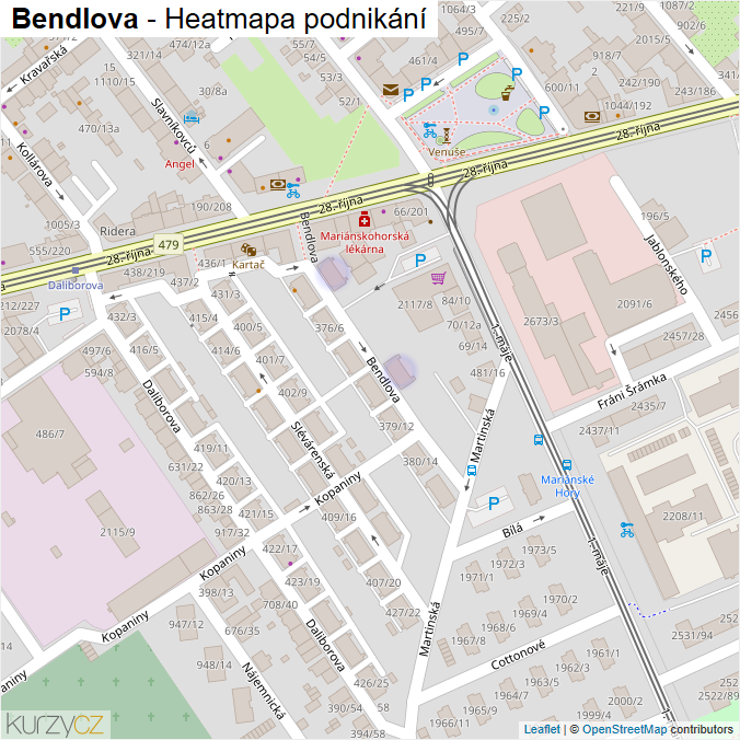 Mapa Bendlova - Firmy v ulici.