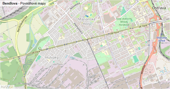 Bendlova - záplavové mapy stoleté vody