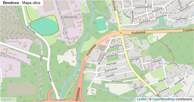 Bendova - mapa ulice