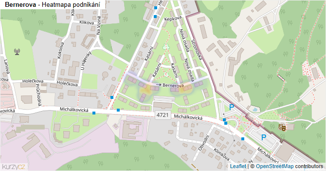 Bernerova - mapa podnikání