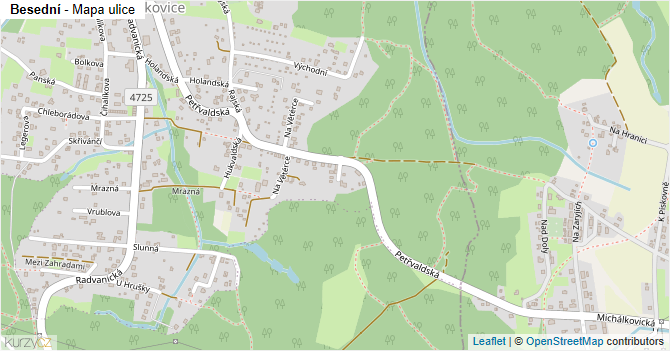 Besední - mapa ulice