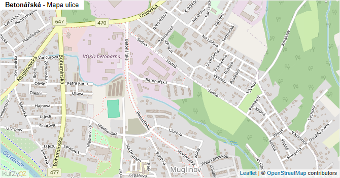 Betonářská - mapa ulice
