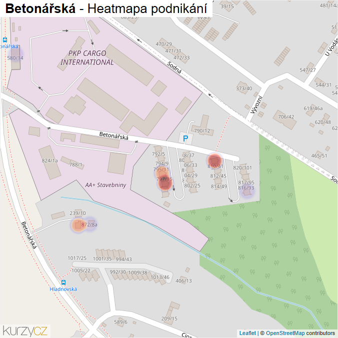 Mapa Betonářská - Firmy v ulici.